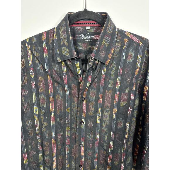 Luchiano Visconti Textured Cotton Casual Button Down Mens Long Sleeve Shirt L - Picture 2 of 12